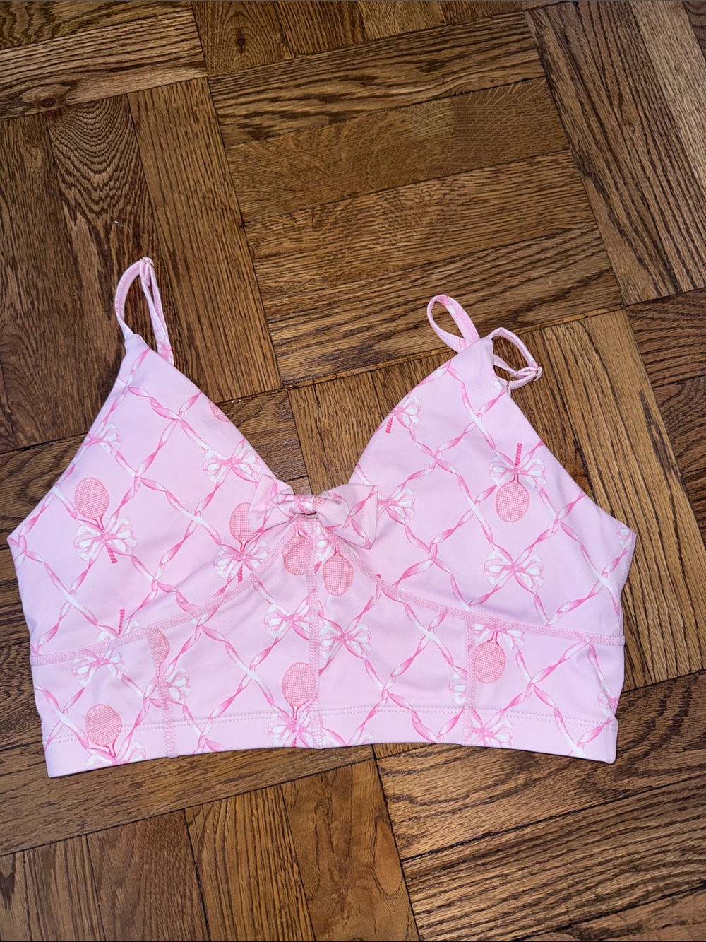 Loveshackfancy pink tennis sports bra